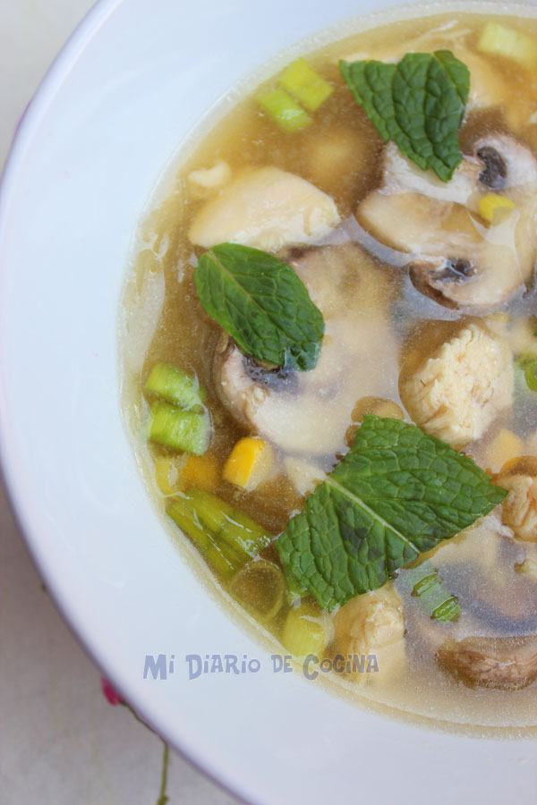 Sopa de pollo y jengibre