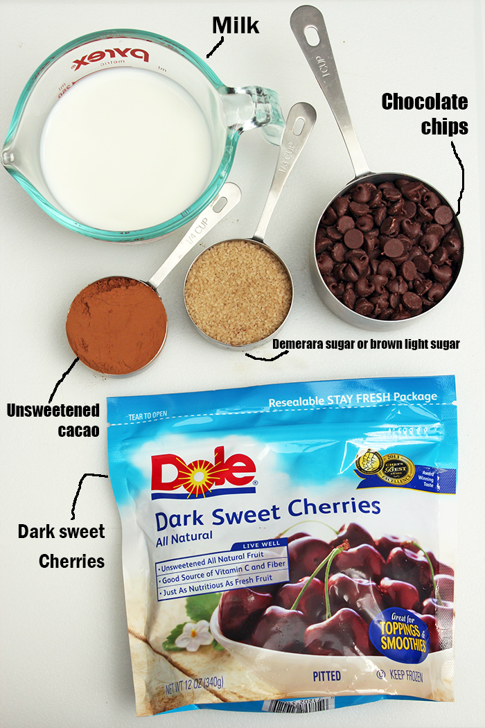 Dark sweet cherries con chocolate Paletas - Ingredientes Dark sweet cherries con chocolate Paletas - Ingredientes
