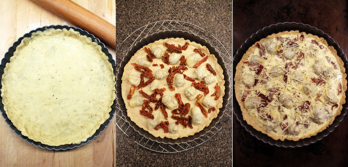 Quiche de alcachofas y tomates deshidratados - Preparación Quiche de alcachofas y tomates deshidratados - Preparación