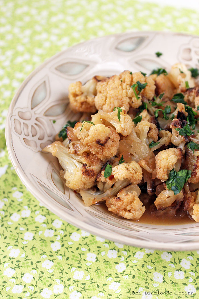Coliflor con glaseado de miel y limón Coliflor con glaseado de miel y limón