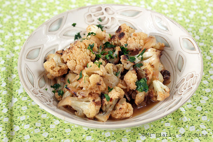 Coliflor con glaseado de miel y limón Coliflor con glaseado de miel y limón