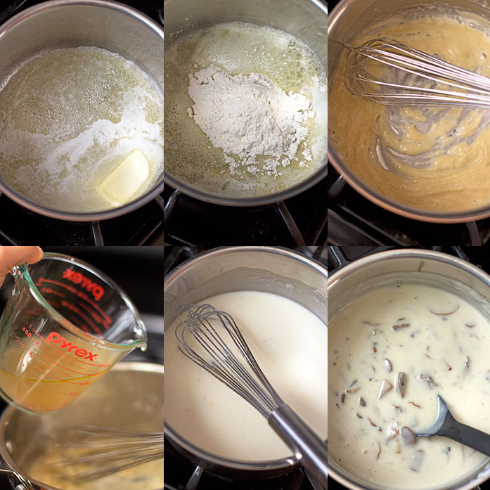 Gallinas con salsa de champiñones y vino - Preparación Gallinas con salsa de champiñones y vino - Preparación