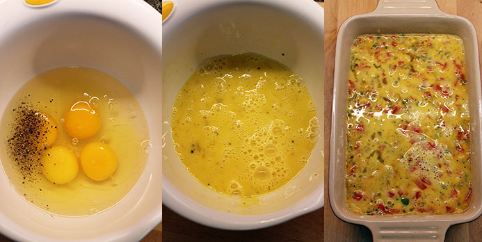 Huevos horneados con vegetales - Preparación Huevos horneados con vegetales - Preparación