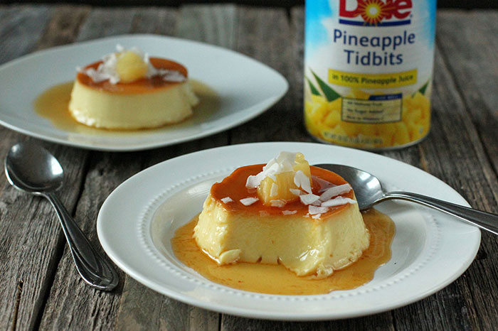 Flan de piña y coco Flan de piña y coco