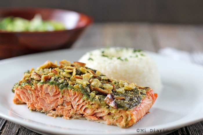 Salmón de Alaska al pesto Salmón de Alaska al pesto