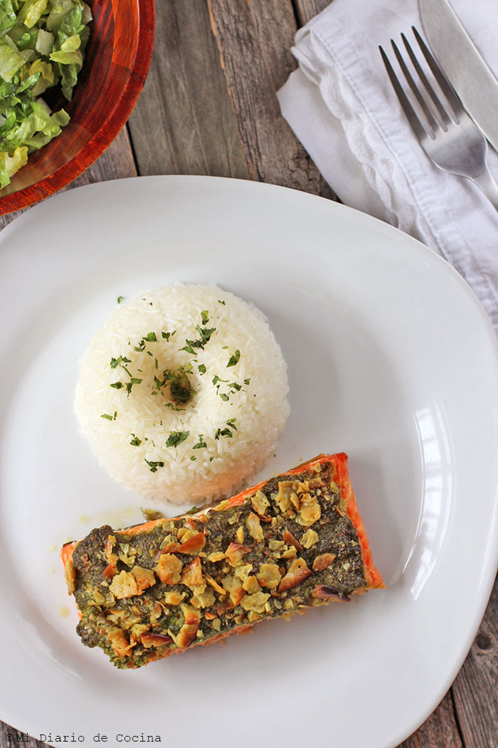 Salmón de Alaska al pesto Salmón de Alaska al pesto