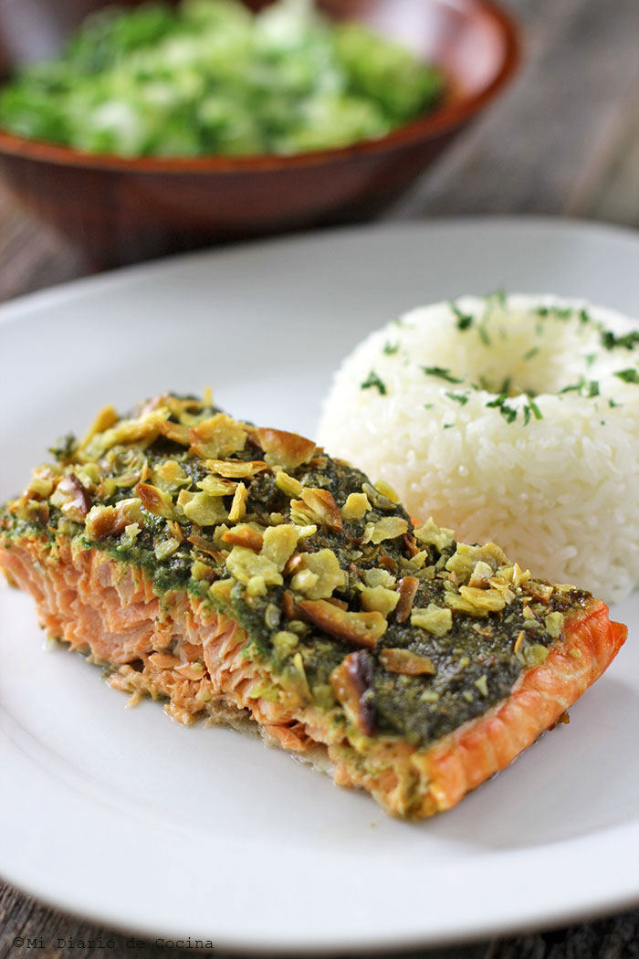 Salmón de Alaska al pesto Salmón de Alaska al pesto