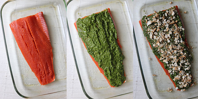 Salmón de Alaska al pesto - Preparación Salmón de Alaska al pesto - Preparación