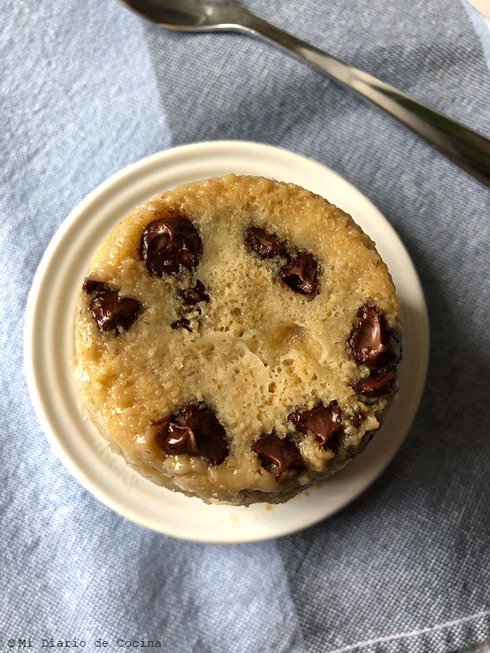 Oatmeal and chocolate chips mug cake