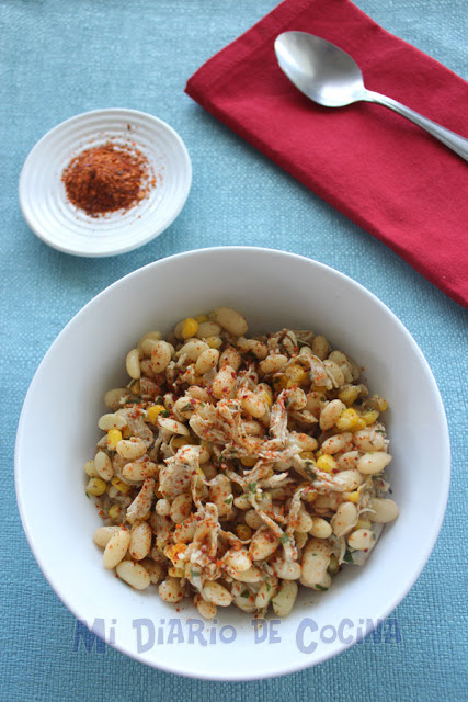 Porotos con pollo y merkén