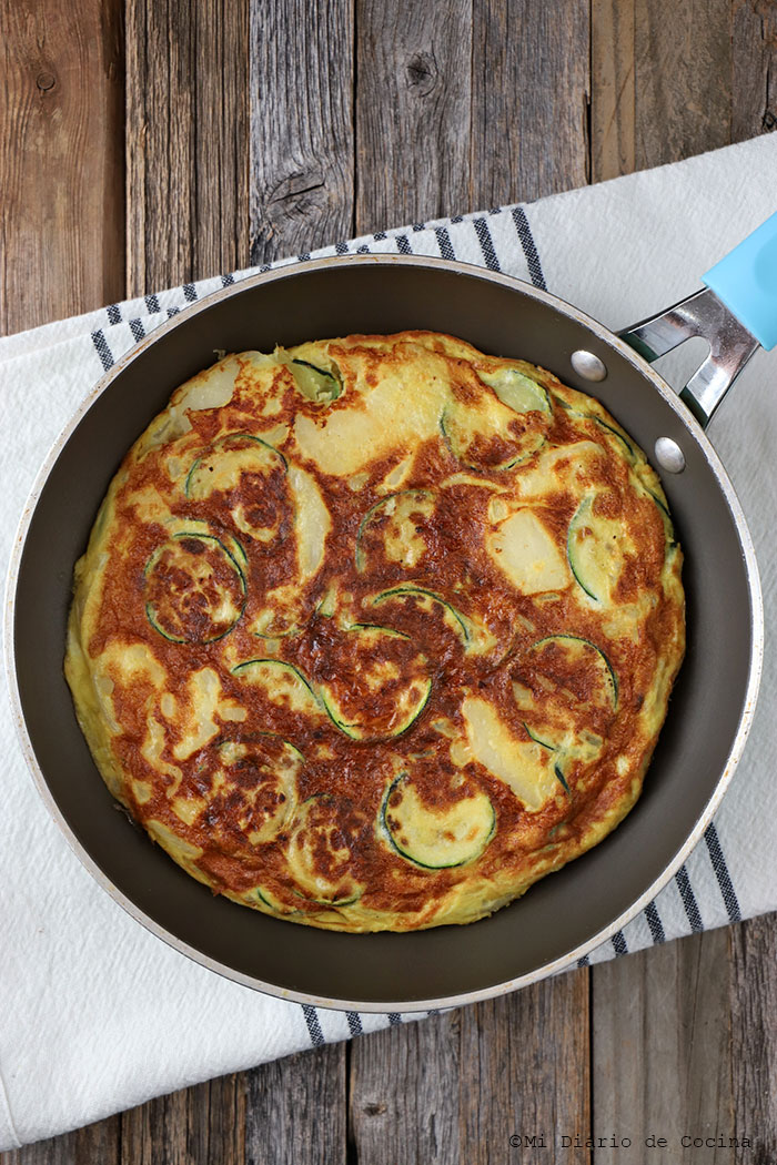 Tortilla de papas y zapallo italiano