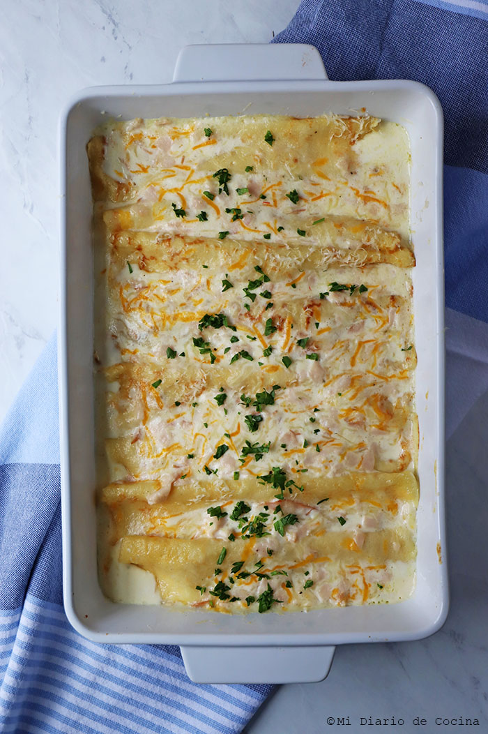 Panqueques con jamón y queso Panqueques de jamón y queso