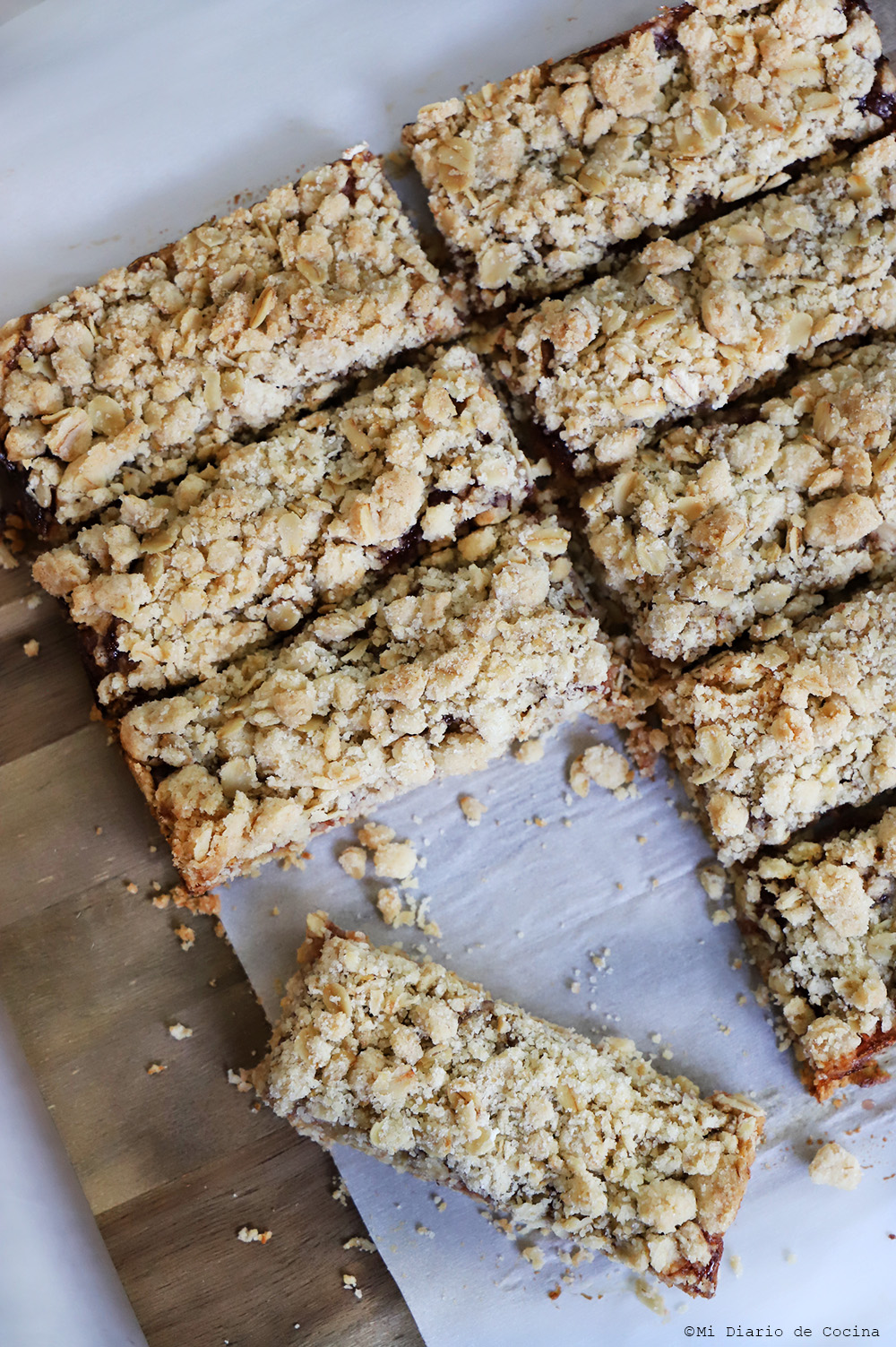 Barras de avena y mermelada